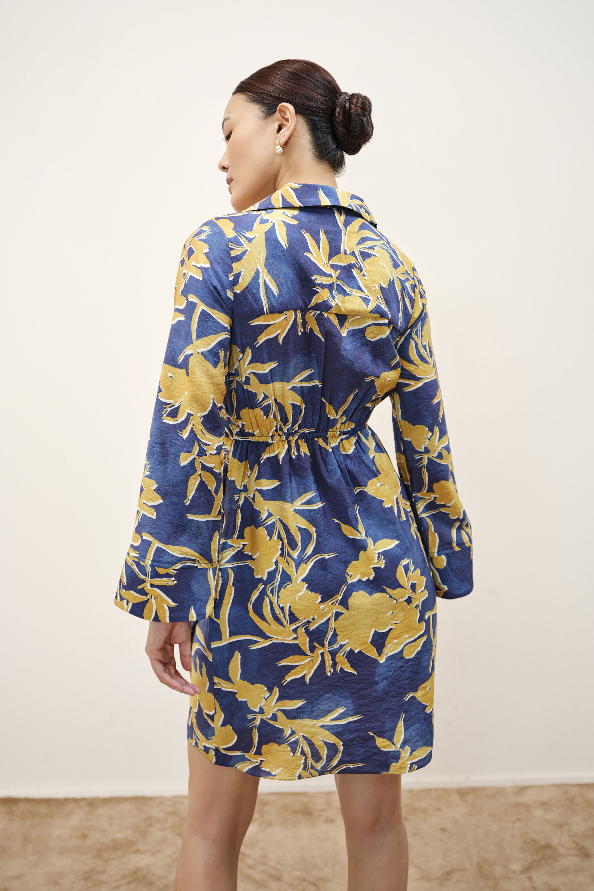 Merle Abstract Print Dress, Navy Blue, image 5